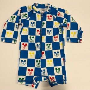 Hanna Andersson Boys Sz 60 (3-6 Mo) Mickey Mouse Disney Swim Suit Zip One Piece